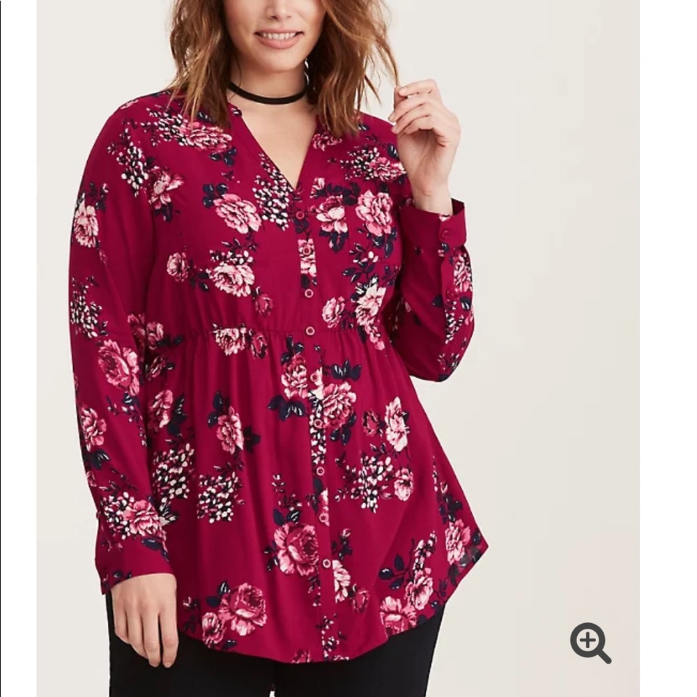 FLORAL CHALLIS BABYDOLL TUNIC